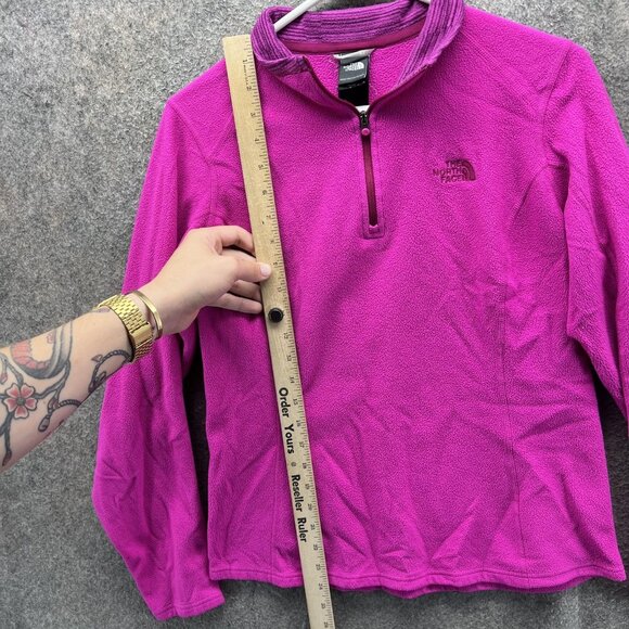 The North Face Sweater Womens Medium Pink Fleece Quarter Zip Pullover Outdoor - Picture 12 of 13